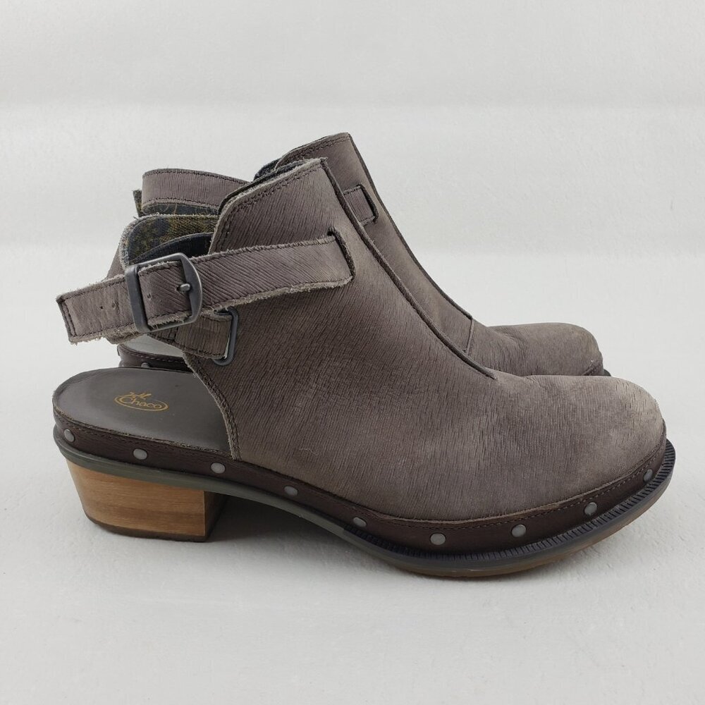 Chaco Cataluna Clog Womens 11 Nickel Gray Studded Leather Comfort Boho Bootie - Picture 4 of 16